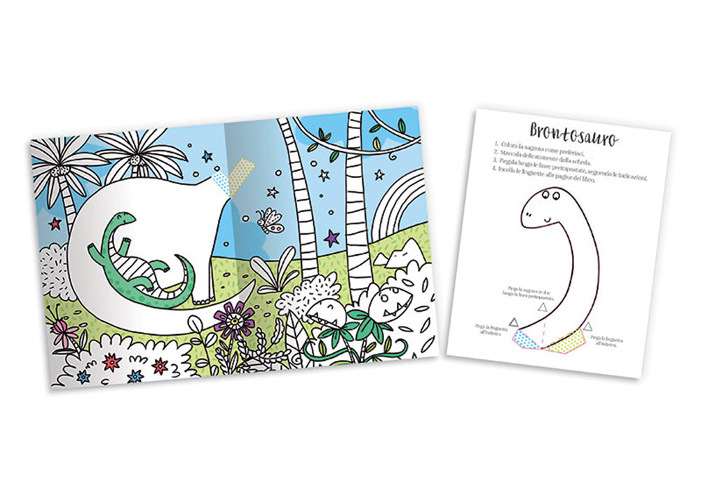 Colora e completa il tuo libro dei dinosauri
