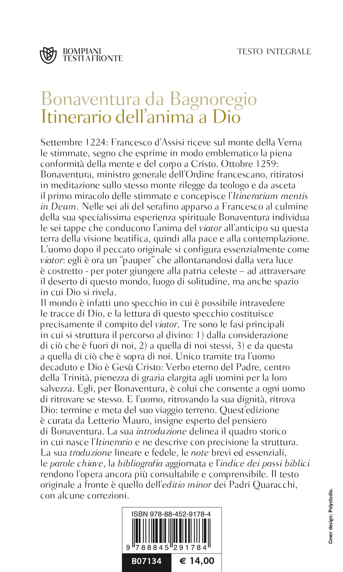 Itinerario dell'anima a Dio. Testo latino a fronte