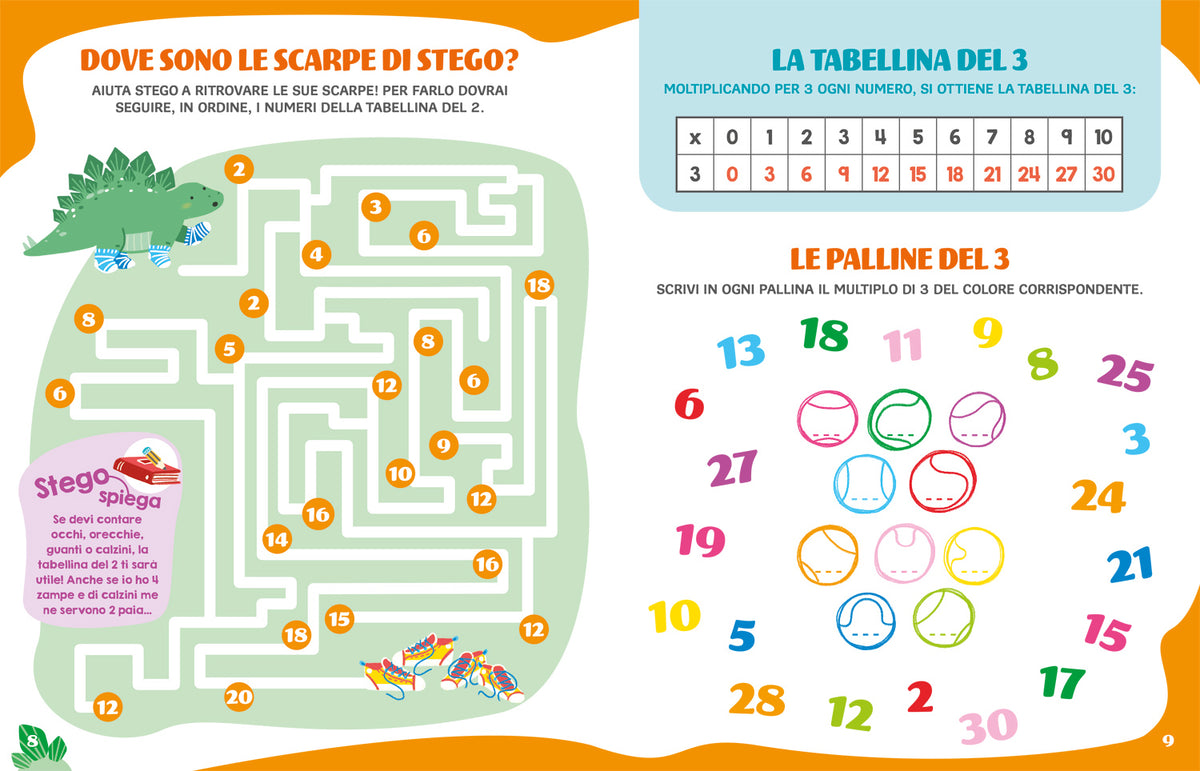 A scuola con Stego: le tabelline. Operazioni • Problemi • Esercizi • Giochi