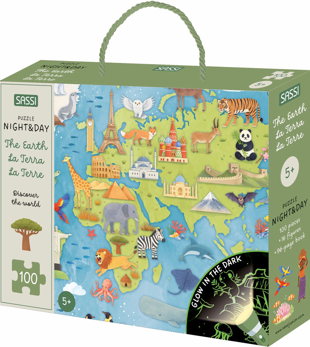 Dinosaurs-I dinosauri-Les dinosaures. Discover the world. Puzzle night & day