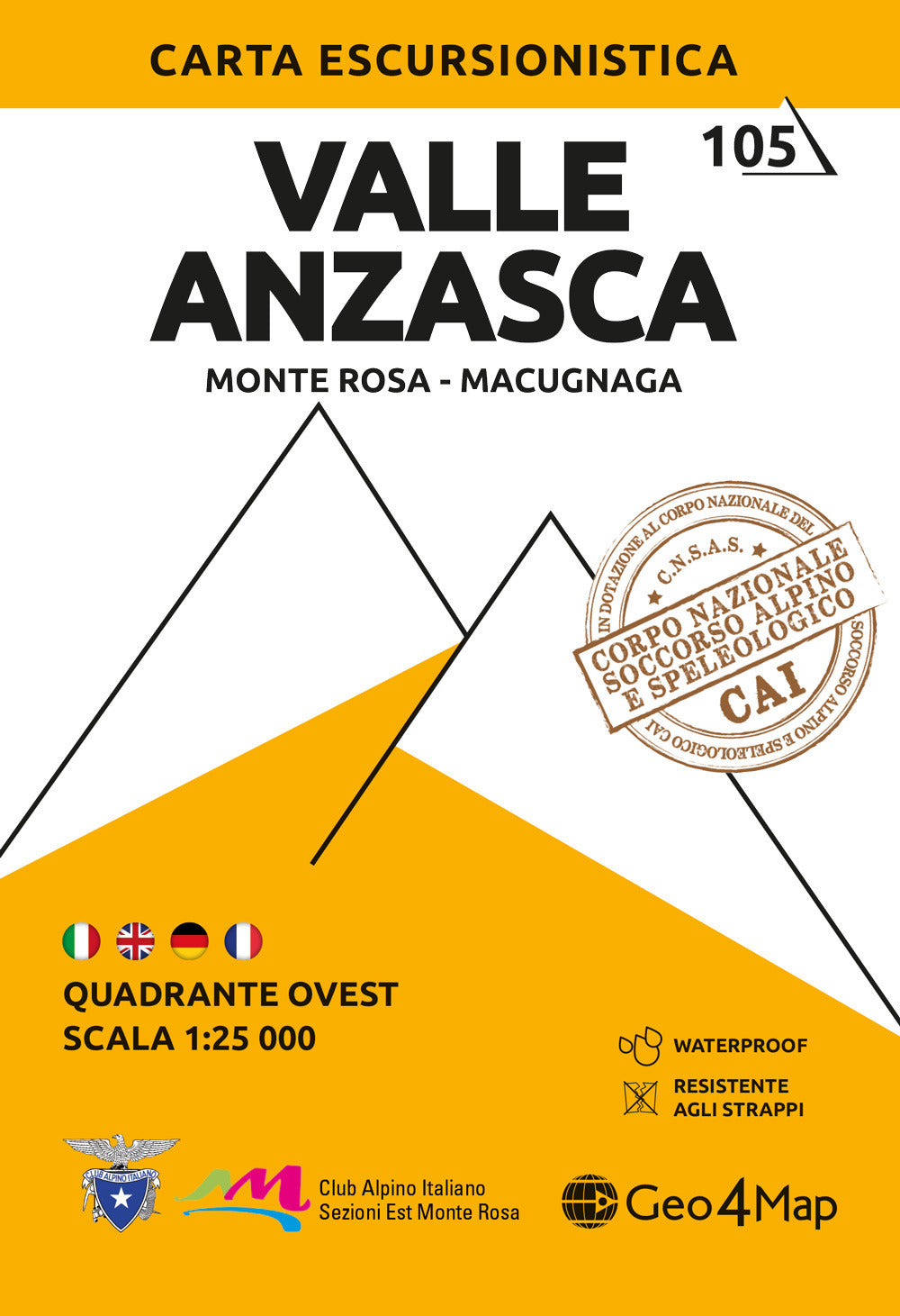 105 Valle Anzasca. Monte Rosa versante nord, Macugnaga 1:25.000