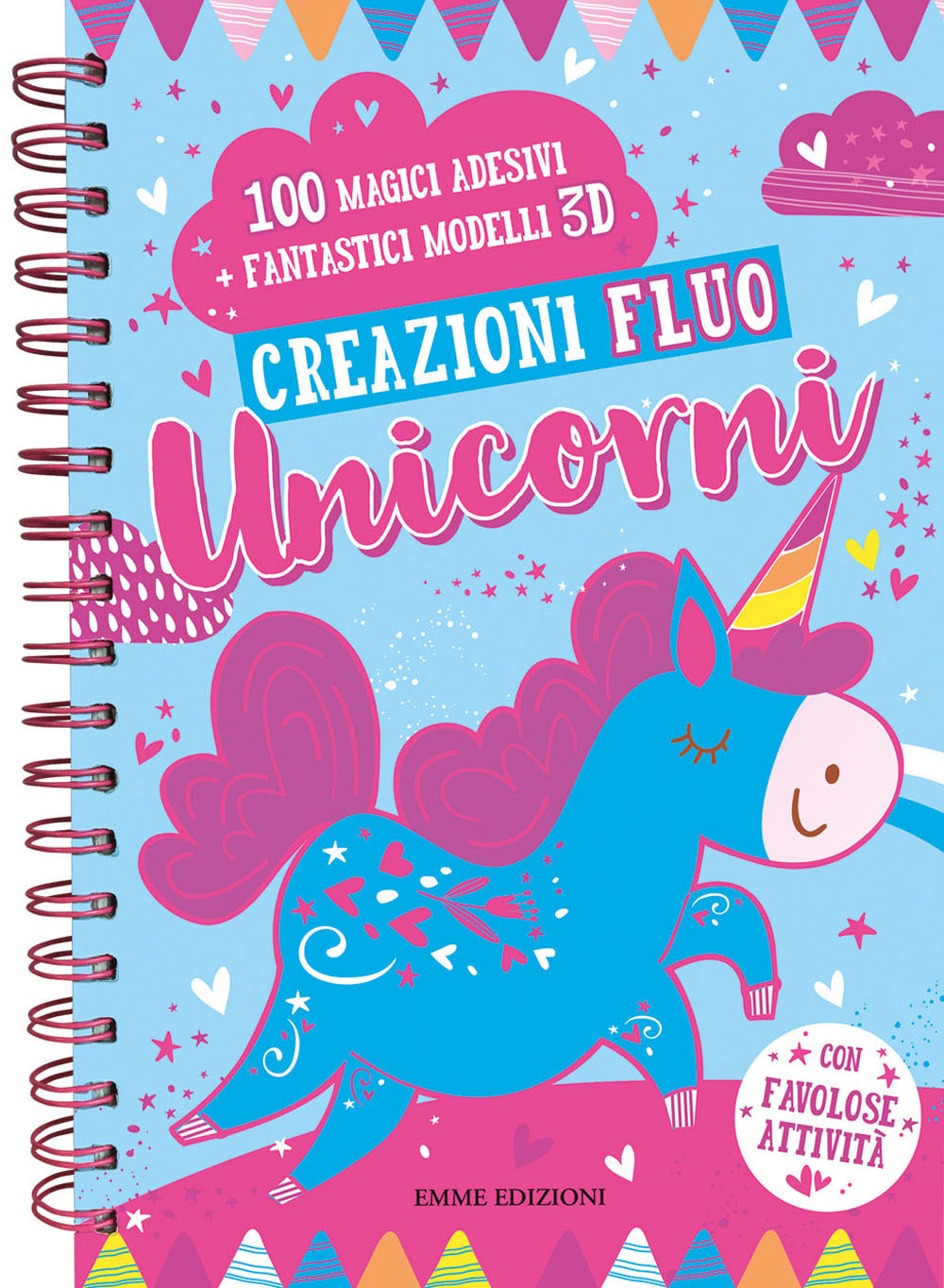Creazioni fluo. Unicorni. Con adesivi. Ediz. a colori. Ediz. a spirale.
