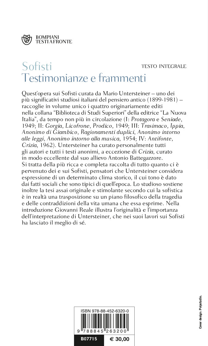 Testimonianze e frammenti. Testo greco a fronte