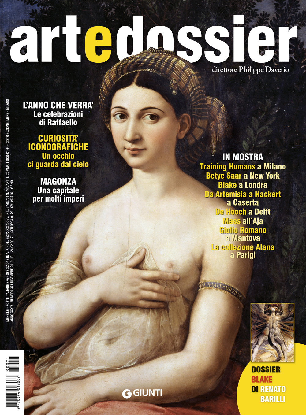 Art e dossier 371, Dicembre 2019. allegato a questo numero il dossier Blake di Renato Barilli