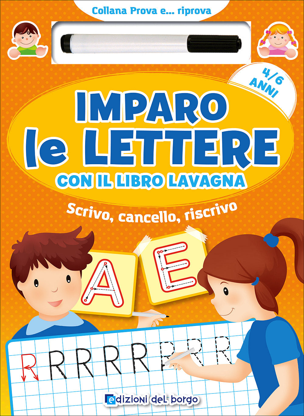 Imparo le lettere con il libro lavagna - 4/6 anni. Scrivo, cancello, riscrivo - Con pennarello con inchiostro a base d'acqua