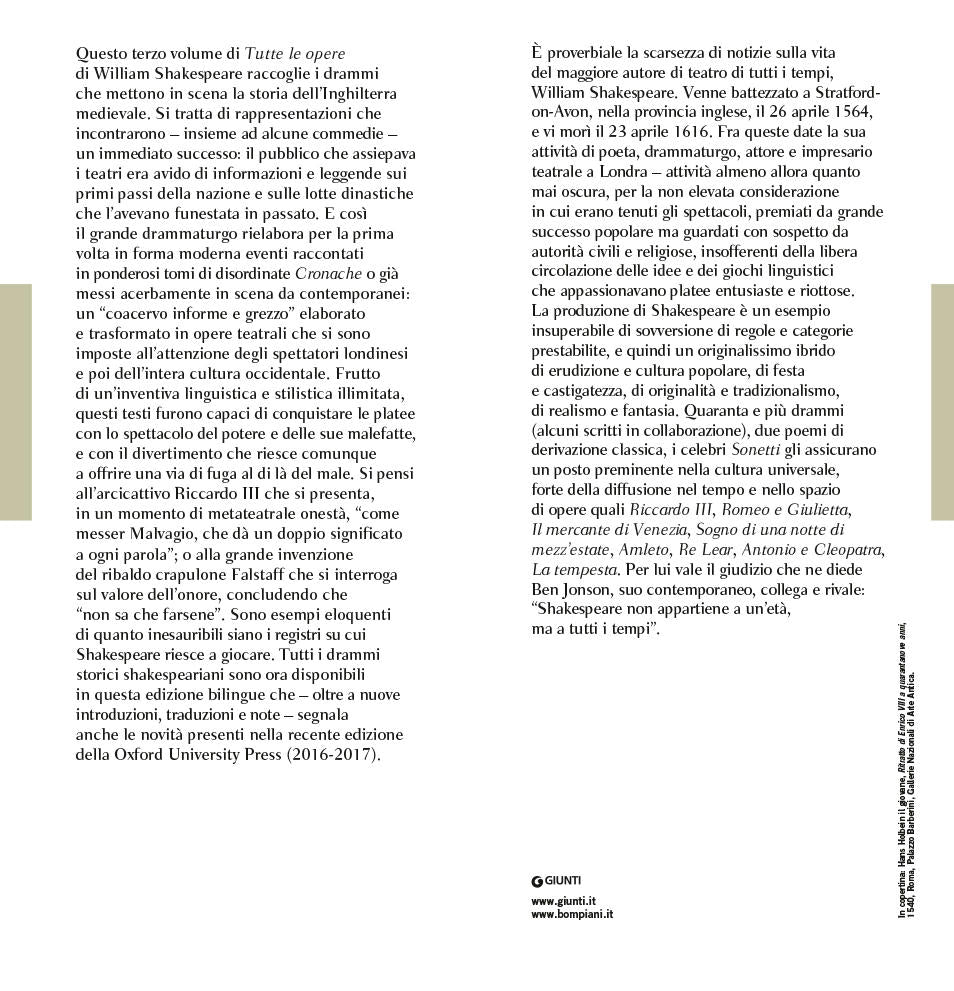 Tutte le opere. Vol. 3: I drammi storici. Testo inglese a fronte