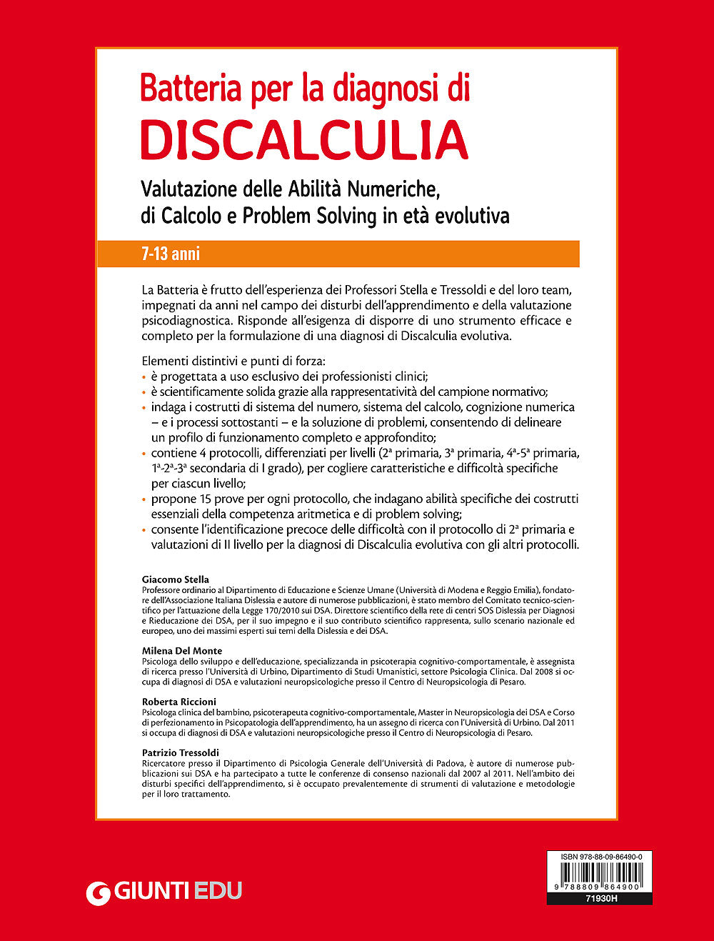 Batteria per la diagnosi di Discalculia - Kit 7-13 anni. Valutazione delle Abilità Numeriche, di Calcolo e Problem Solving in età evolutiva - 60 prove divise per livelli