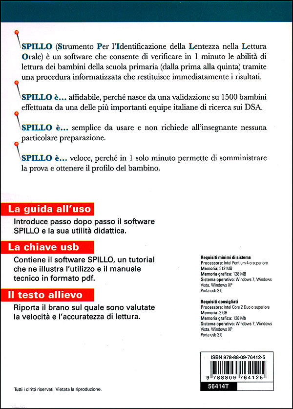 SPILLO: Kit Classe 35 somministrazioni. Guida, chiave USB, testo allievo