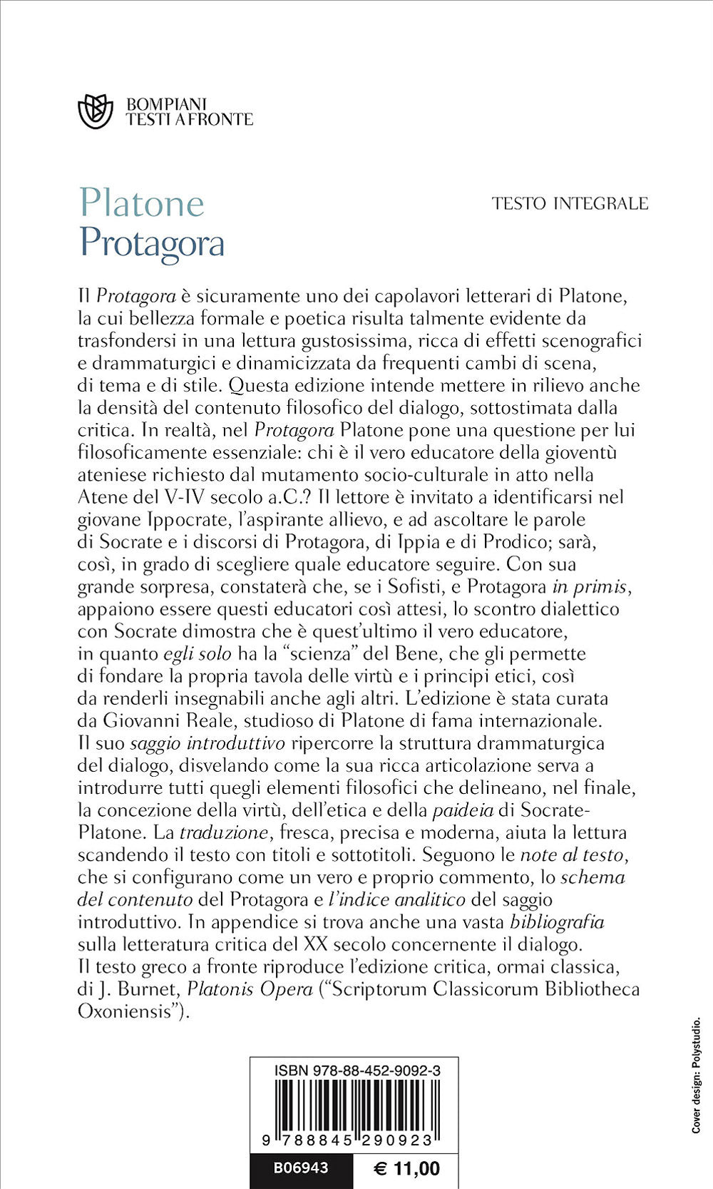 Protagora. Testo greco a fronte
