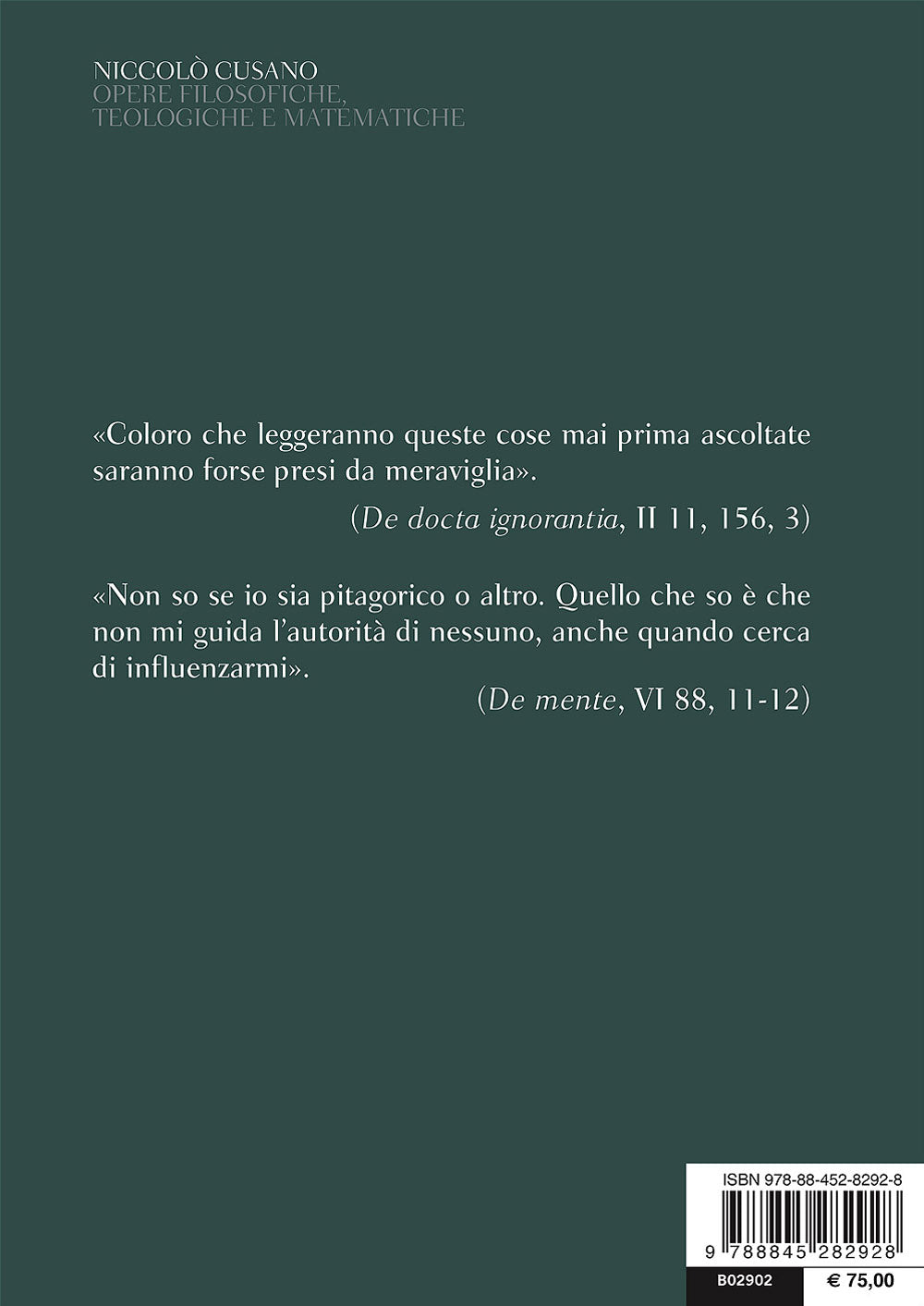 Opere filosofiche, teologiche e matematiche. Testo latino a fronte