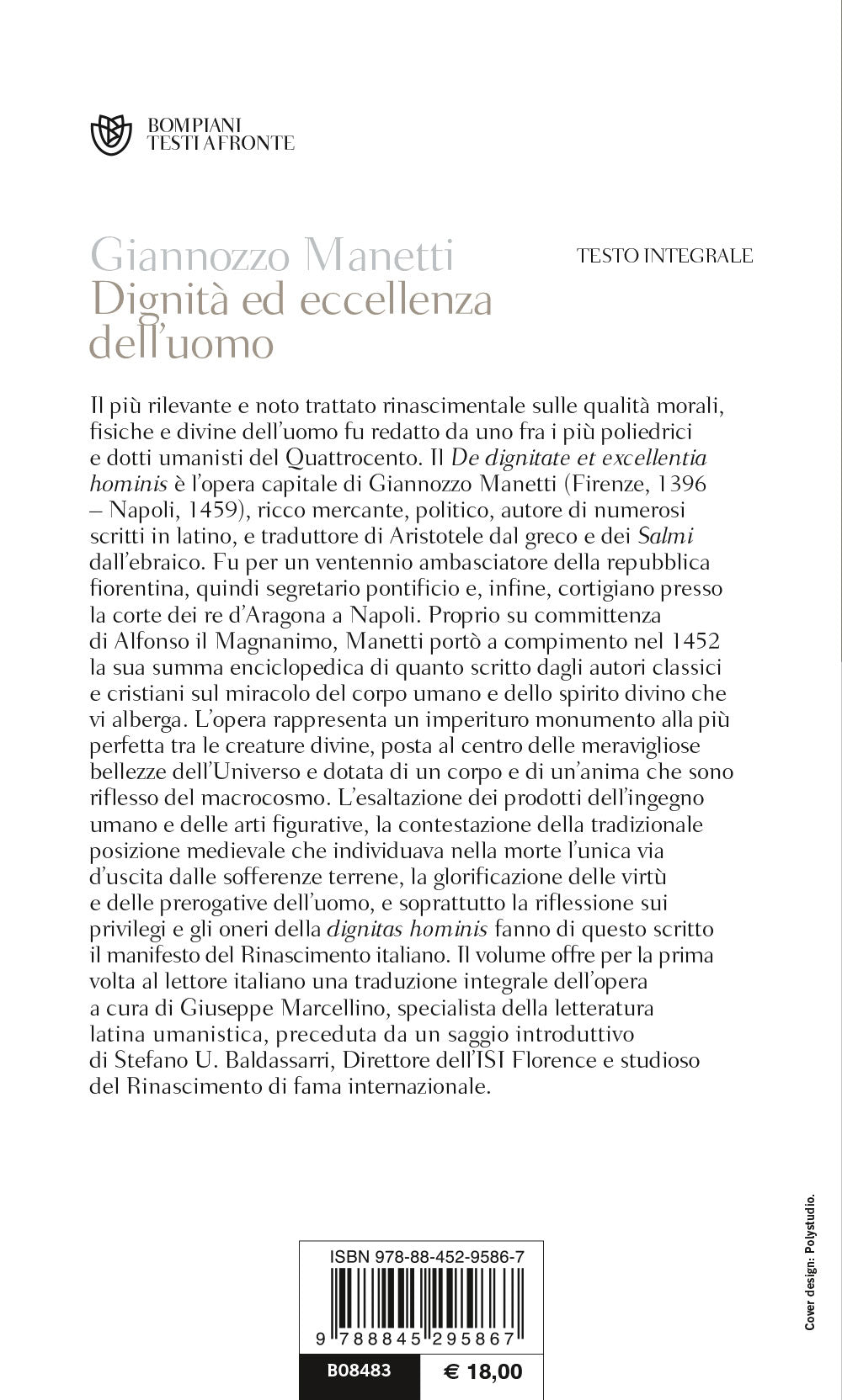 Dignità ed eccellenza dell'uomo. Testo latino a fronte