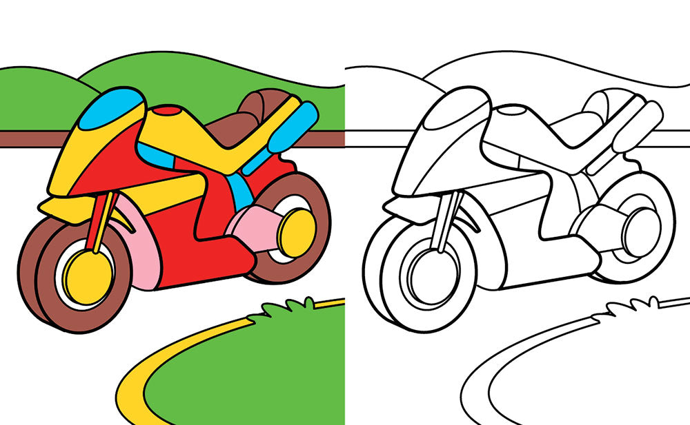 Colora i veicoli + pennarelli. Tanti bellissimi veicoli tutti da colorare!
