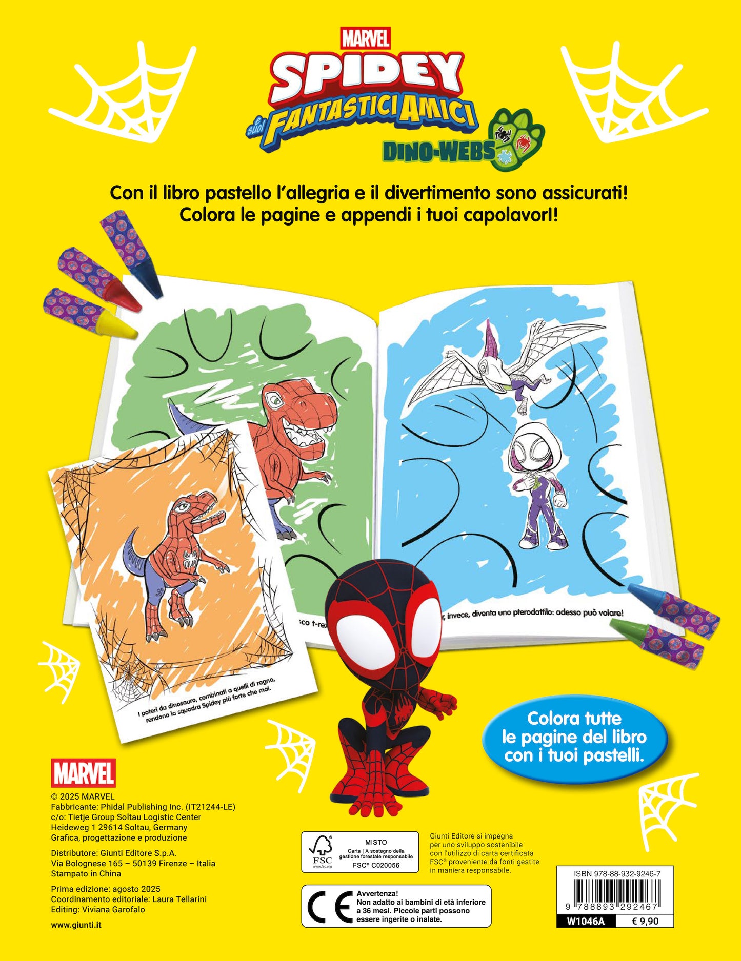 Spidey Dino-Webs Libro Pastello. 12 Mini pastelli per colorare