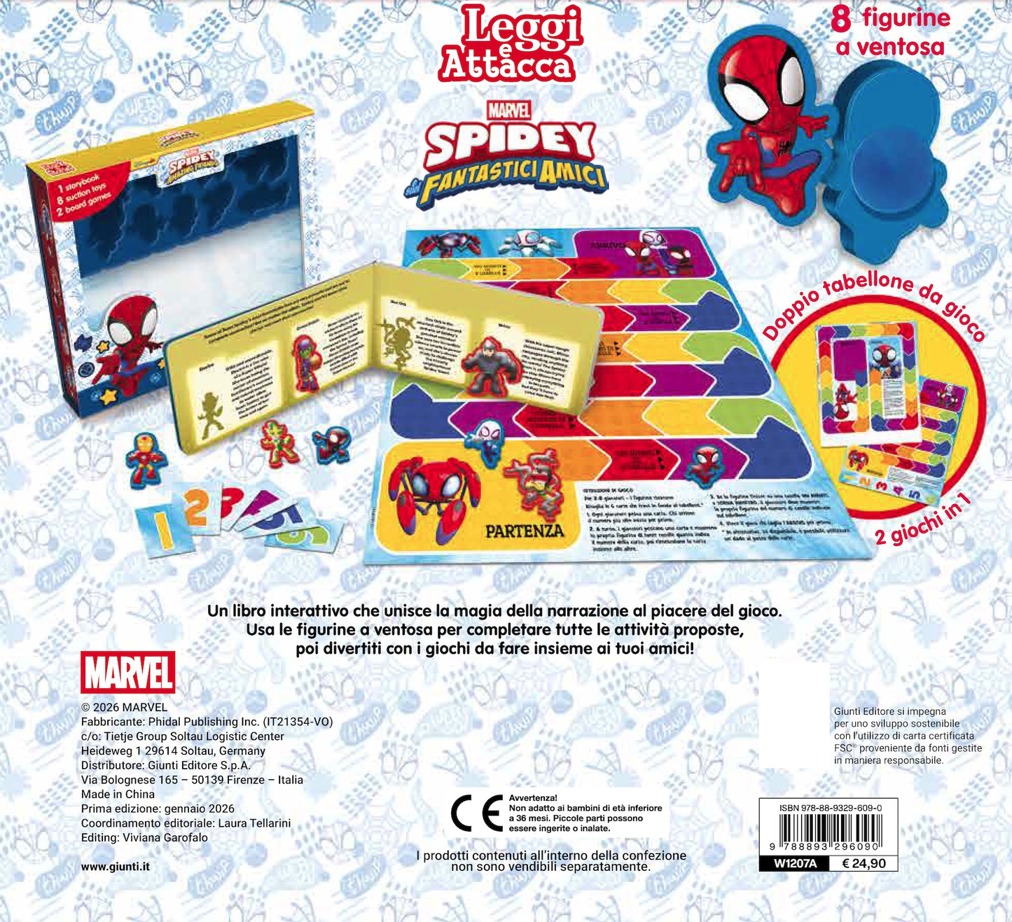 Spidey Leggi e attacca. 1 libro, 8 figurine, 2 giochi da tavolo