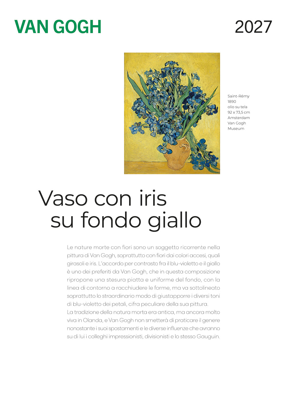Calendario Van Gogh 2027 da parete (30 x 42 cm)