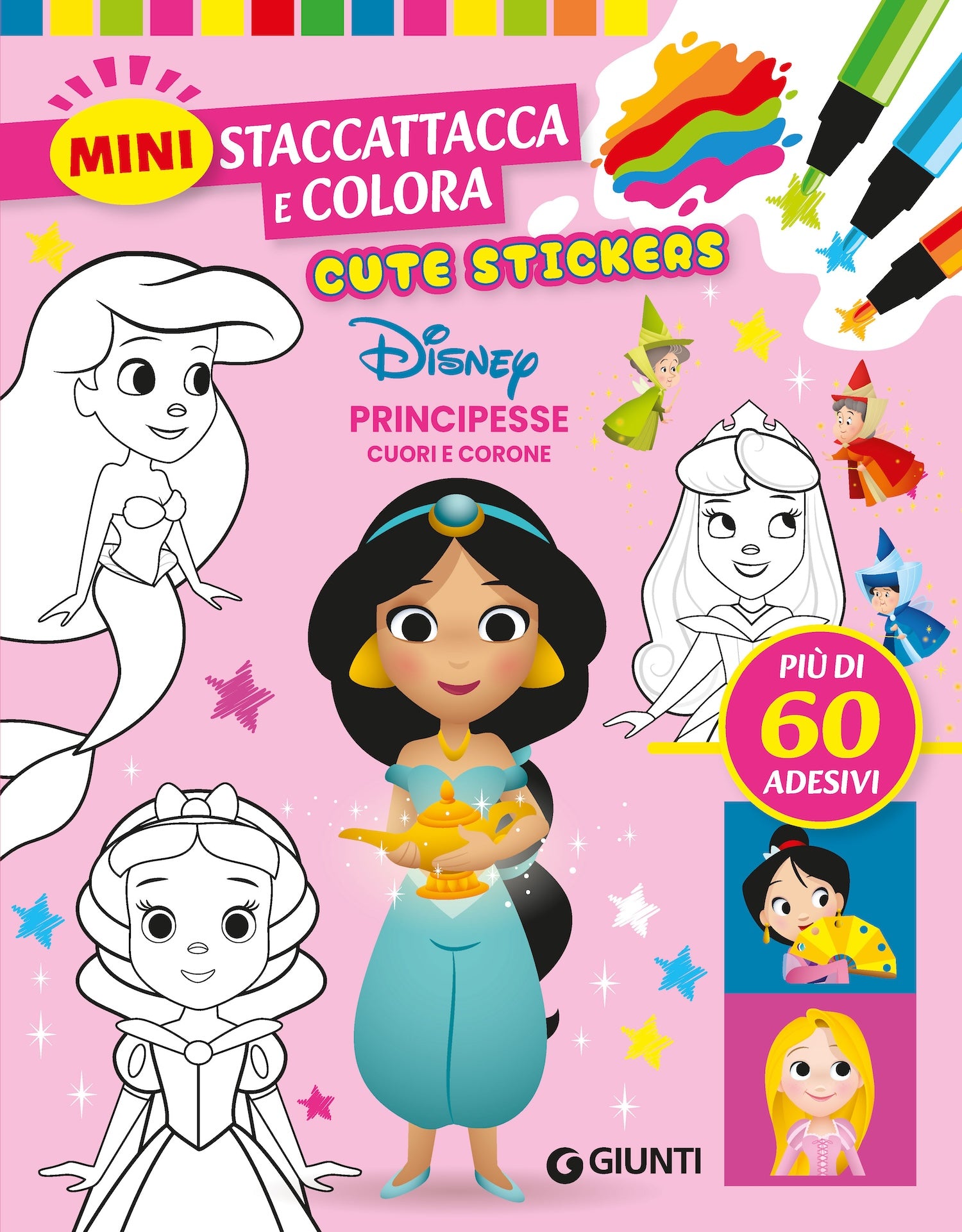 Principesse Disney Mini Staccattacca e colora Cute Stickers. Più di 60 adesivi