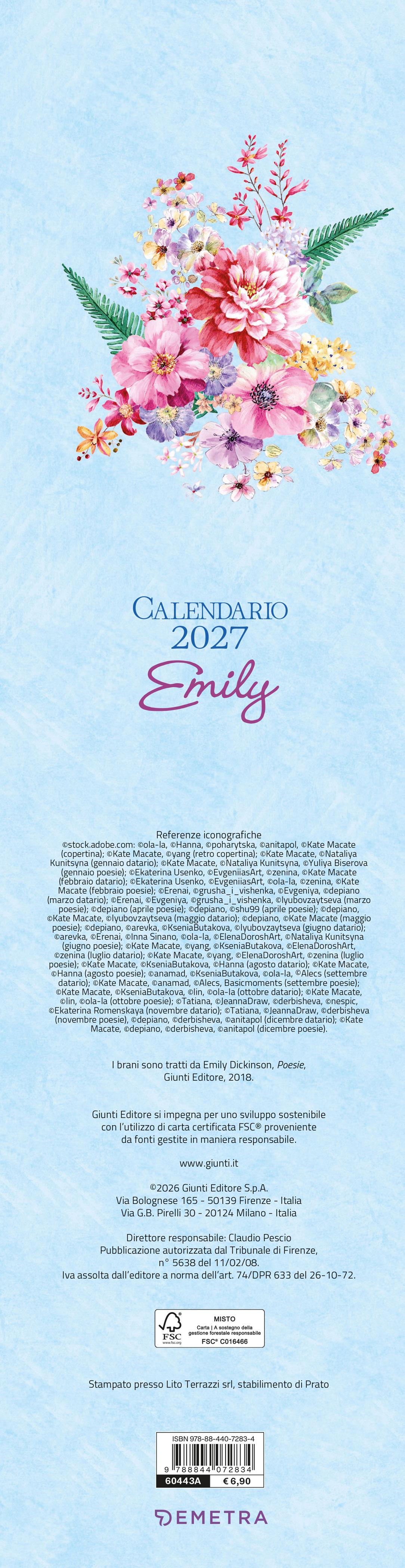 Calendario Emily Stretto 2027 da parete (12,5 x 48 cm)