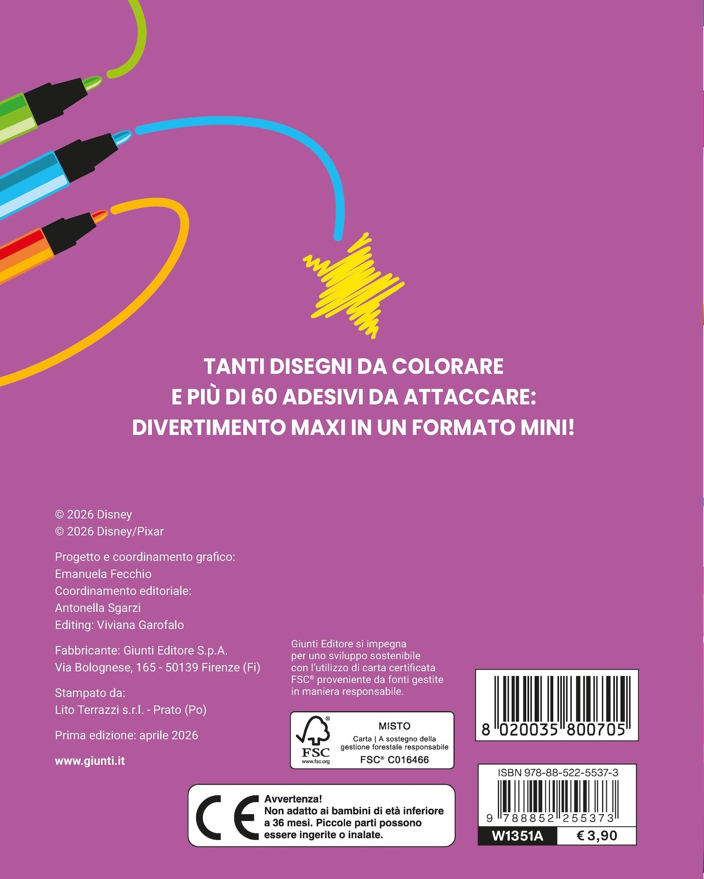 Unicorni e altre creature magiche Disney Mini Staccattacca e colora Cute Stickers. Più di 60 adesivi