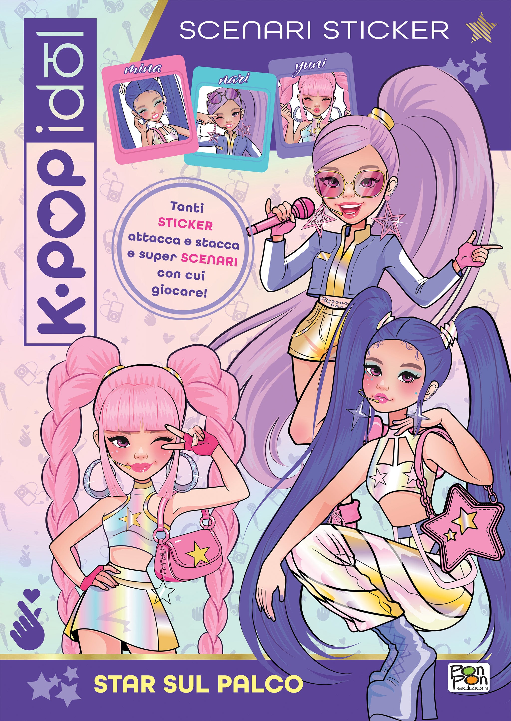 K-POP Idol. Scenari sticker. Star sul palco!