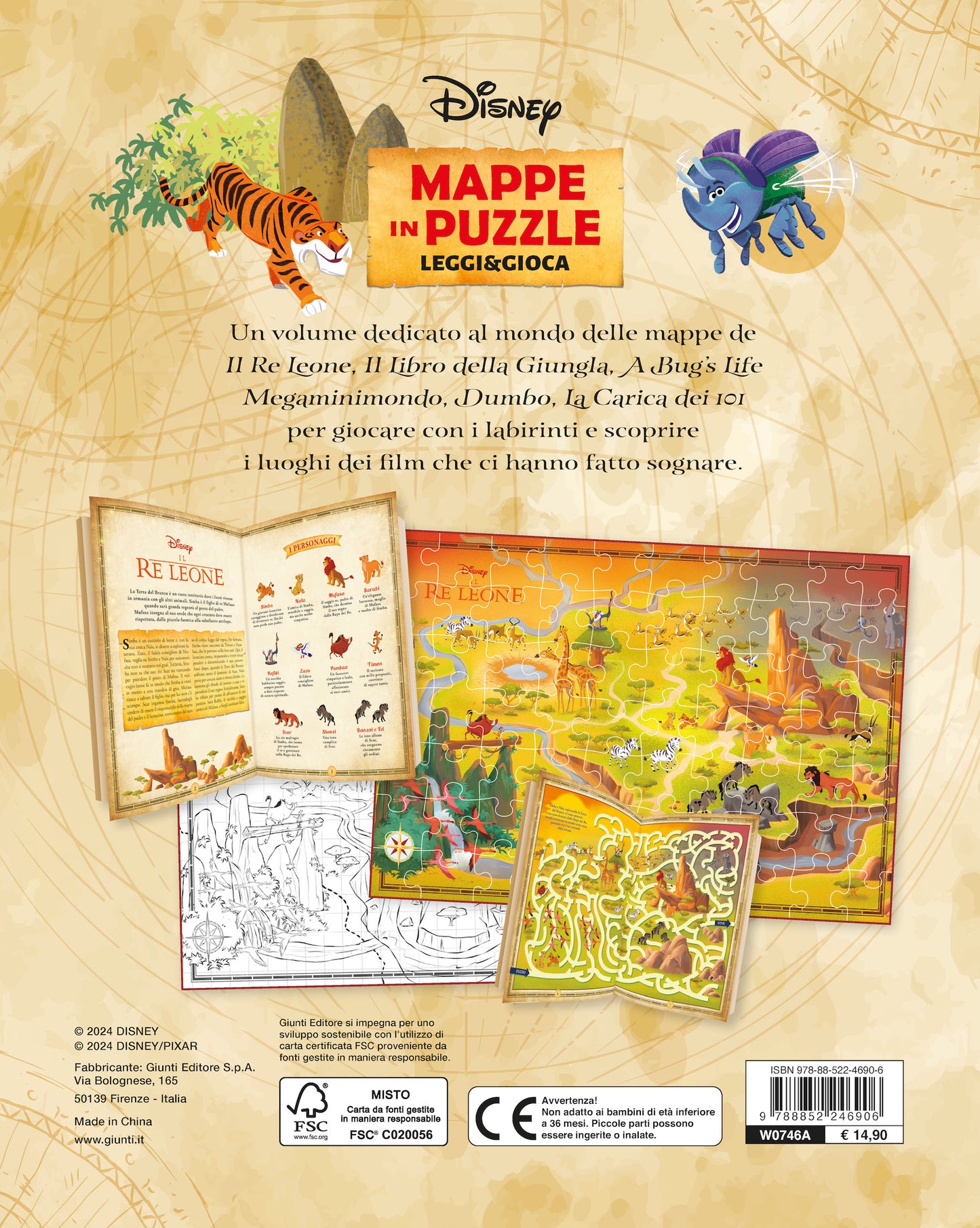 Il Re Leone Mappe in puzzle Leggi&Gioca. Dove vivono Il Re Leone e altri amici animali