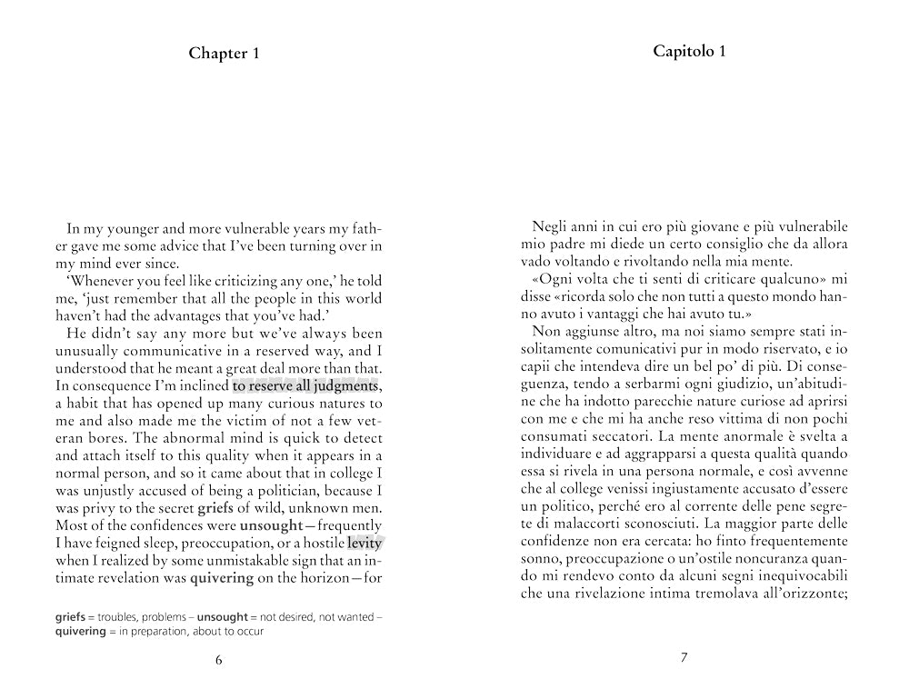 The Great Gatsby. con testo italiano a fronte e note linguistiche