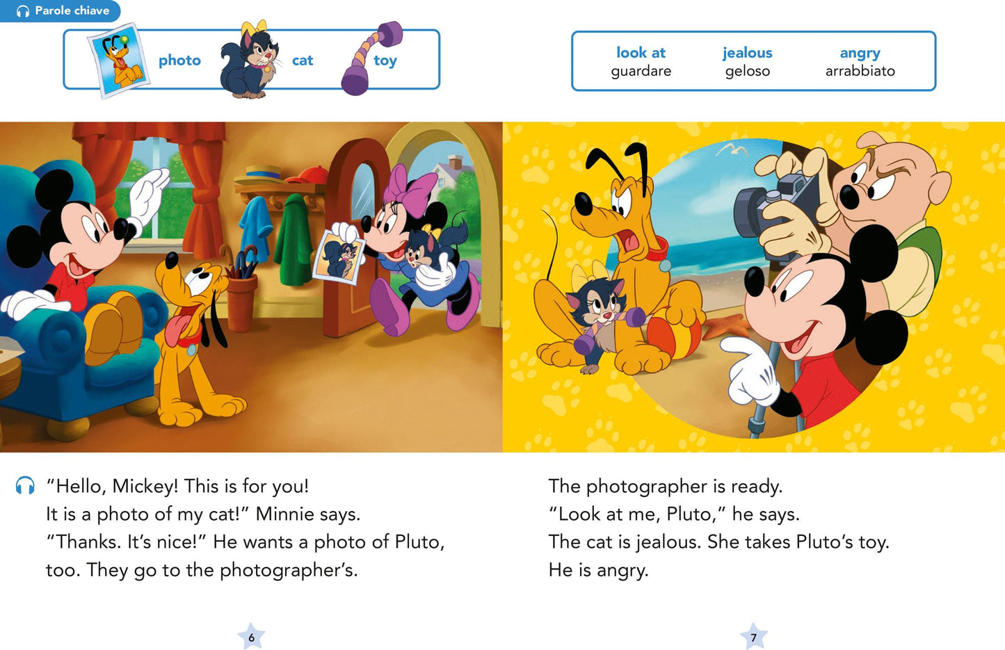 Pluto at the vet's - Pluto va dal veterinario - L'inglese con Disney Prime letture con QR Code