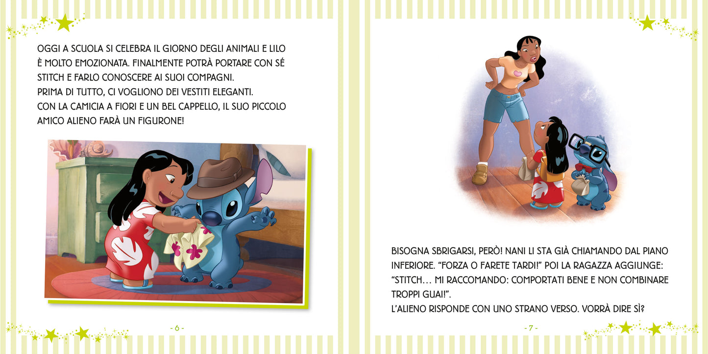 Stitch 7 Storie per la settimana. Scritto in stampatello maiuscolo - Che cosa combini, Stitch?
