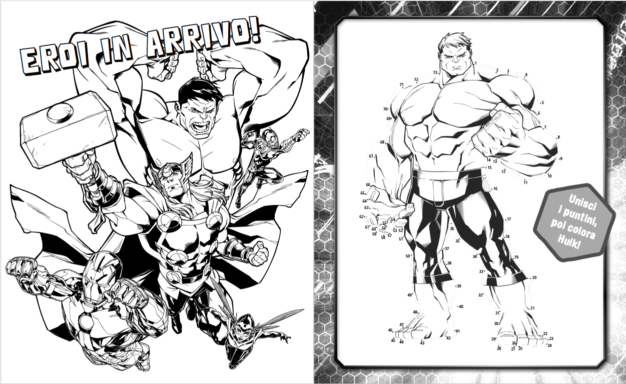 Avengers 5 in 1 attività da colorare. Con più di 60 adesivi