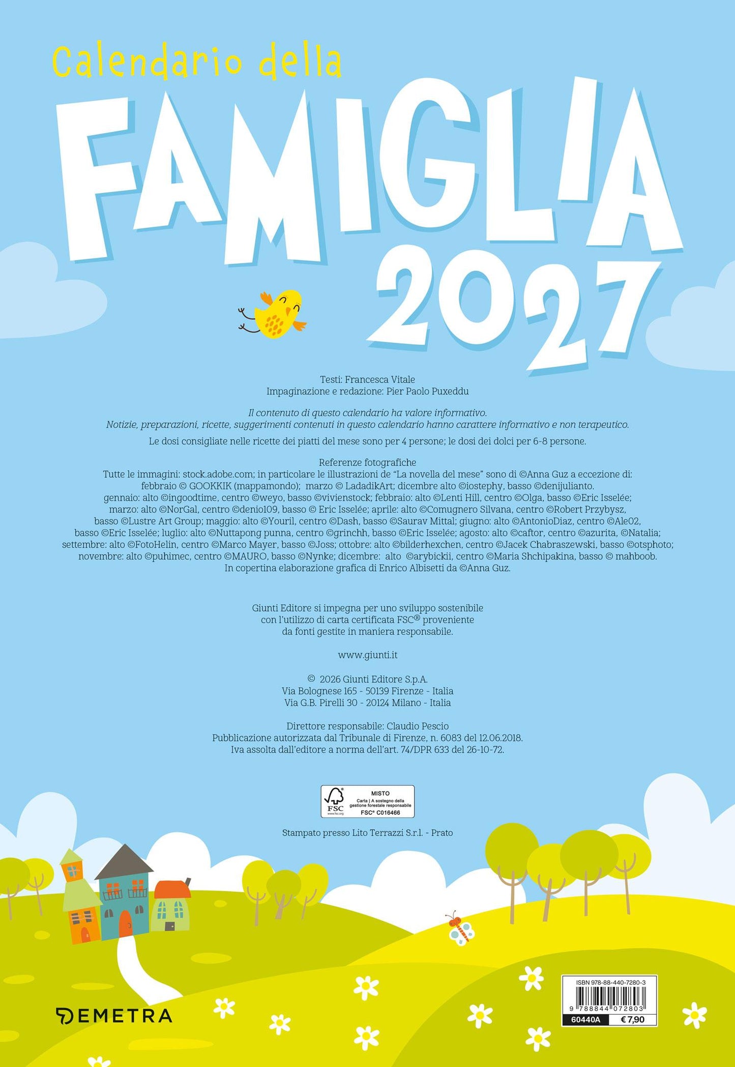 Calendario della Famiglia 2027  da parete (26,5 x 38,5 cm)