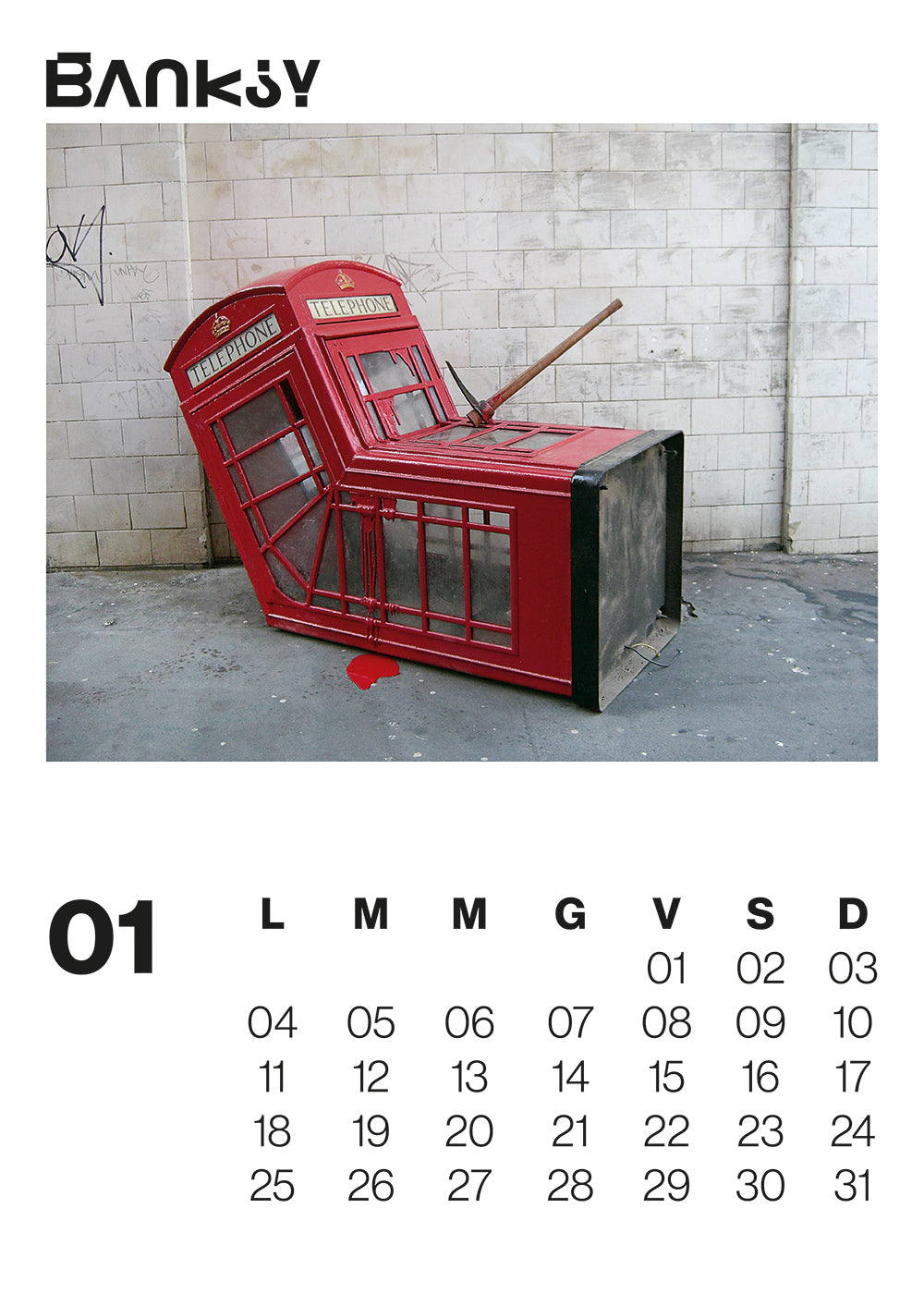 Calendario Banksy 2027 da parete (30 x 42 cm)