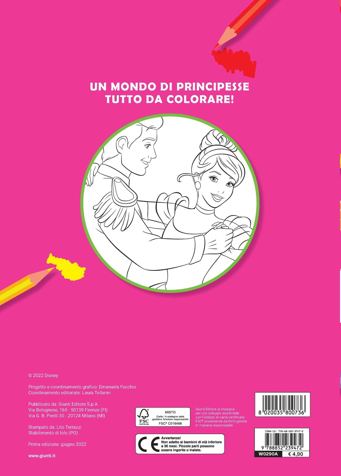 Primo album da colorare Disney Princess. Sogni da Principessa
