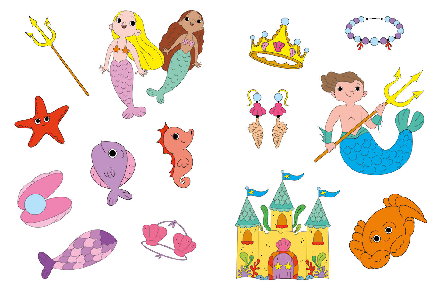 Colora e gioca con le sirene. Con stickers