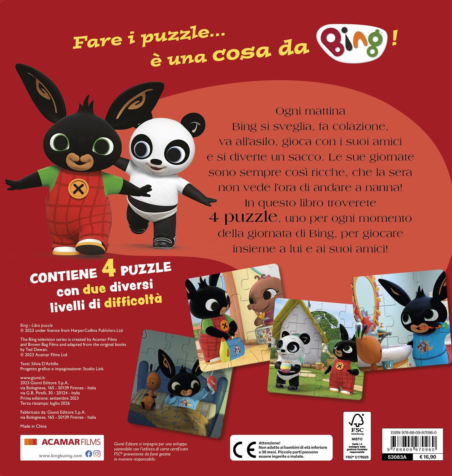 Il libro puzzle di Bing. Contiene 4 puzzle