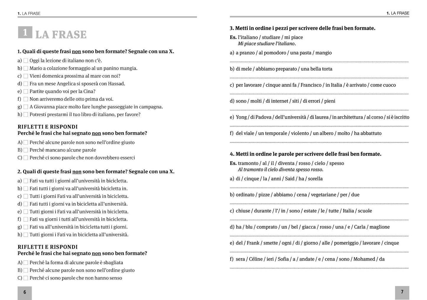 Esercizi di grammatica italiana per stranieri