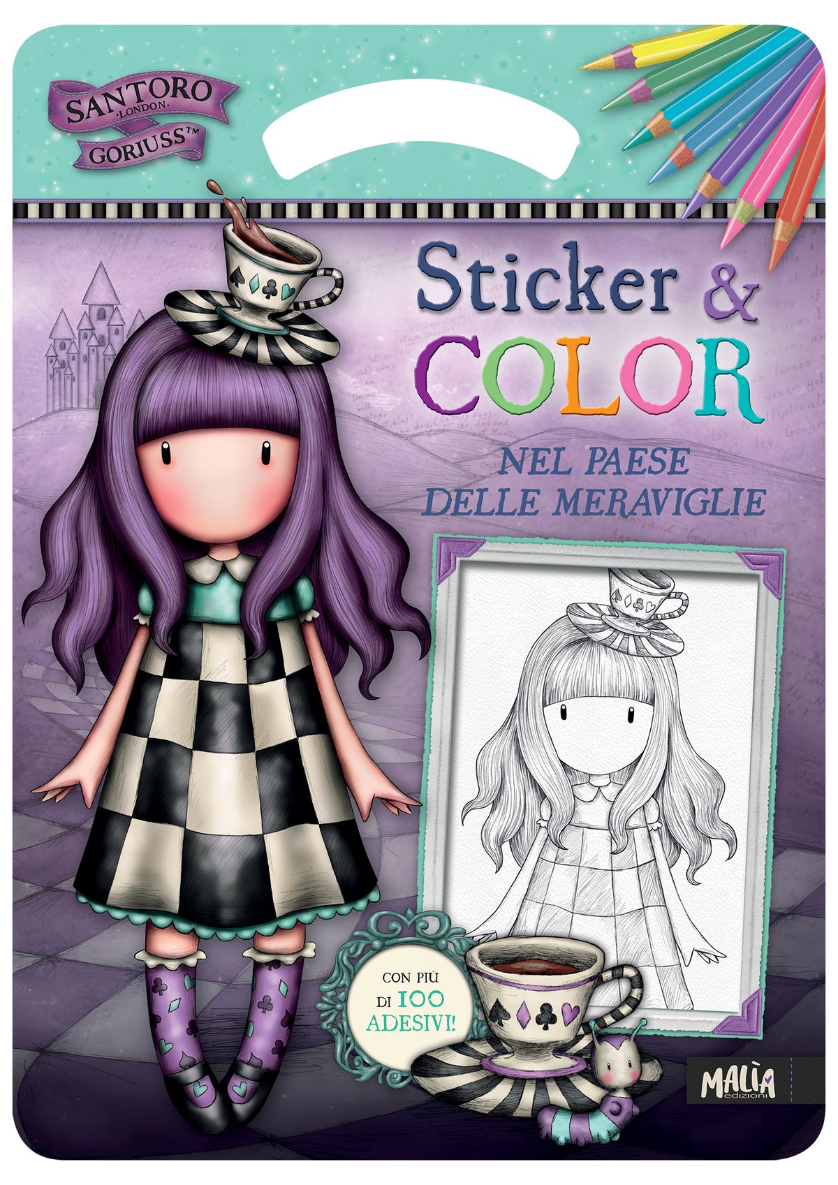Gorjuss. Sticker & Color. Nel paese delle meraviglie + Bandana a righe