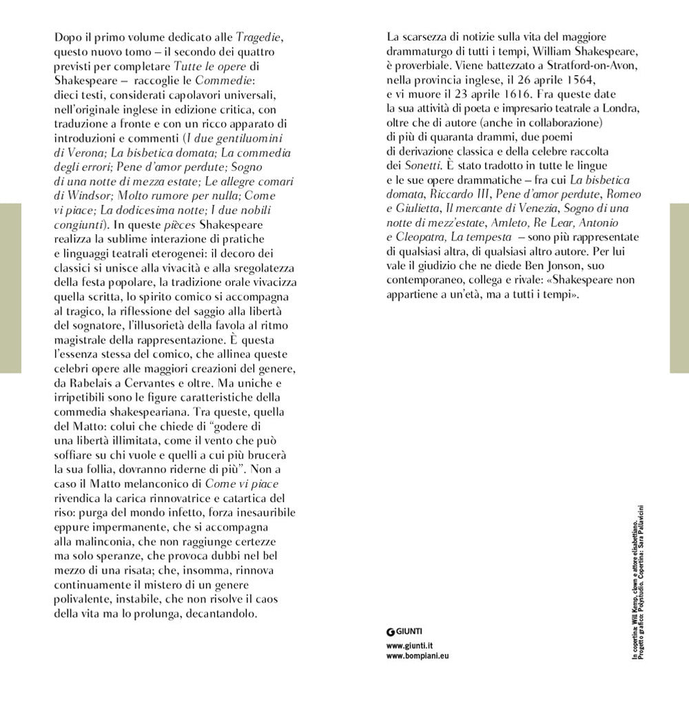 Tutte le opere. Vol. 2: Le commedie. Testo inglese a fronte