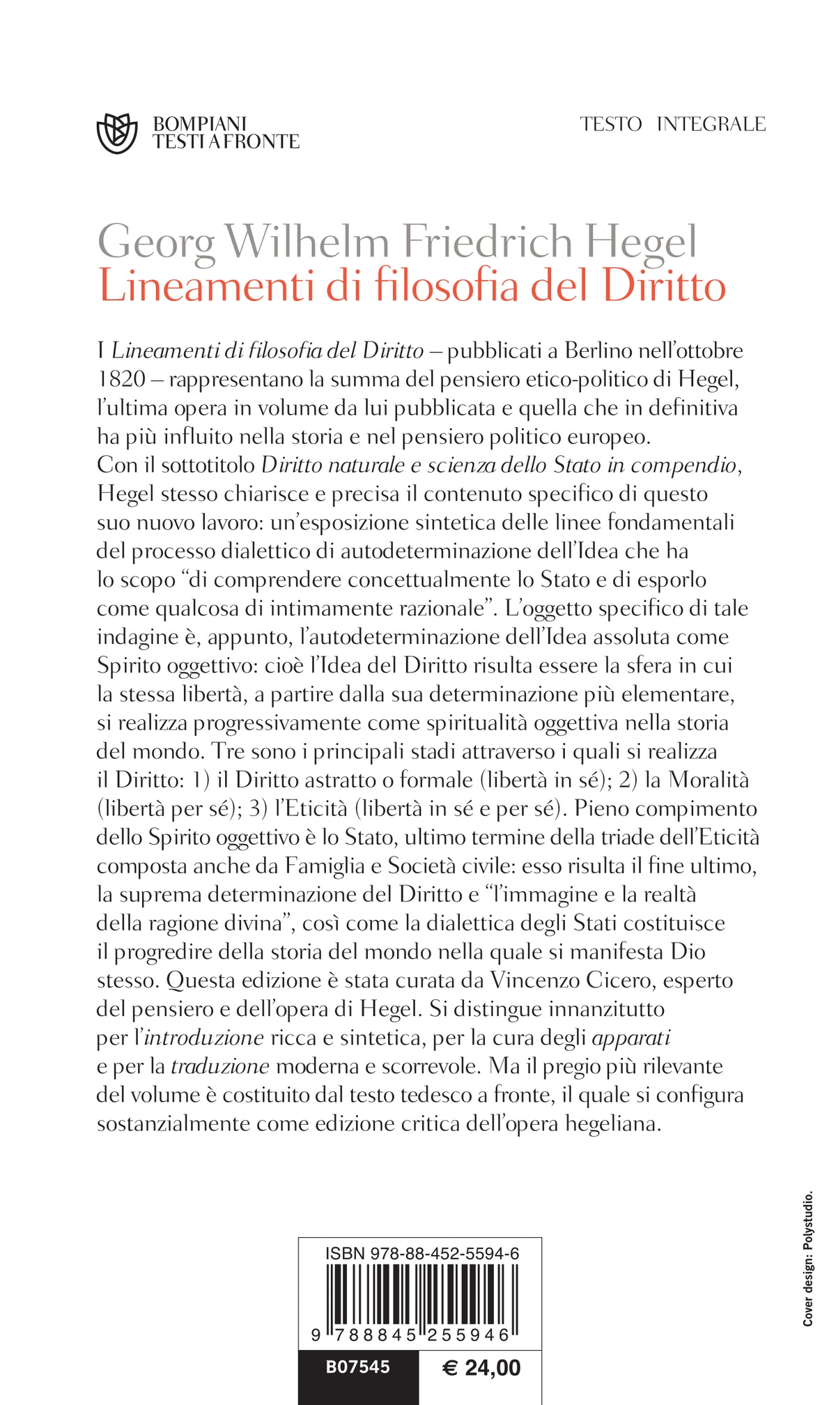 Lineamenti di filosofia del Diritto. Testo tedesco a fronte