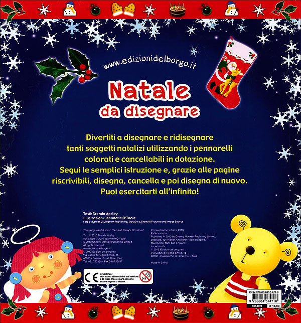 Natale da disegnare. Con 4 pennarelli colorati cancellabili, pagine con superficie riscrivibile