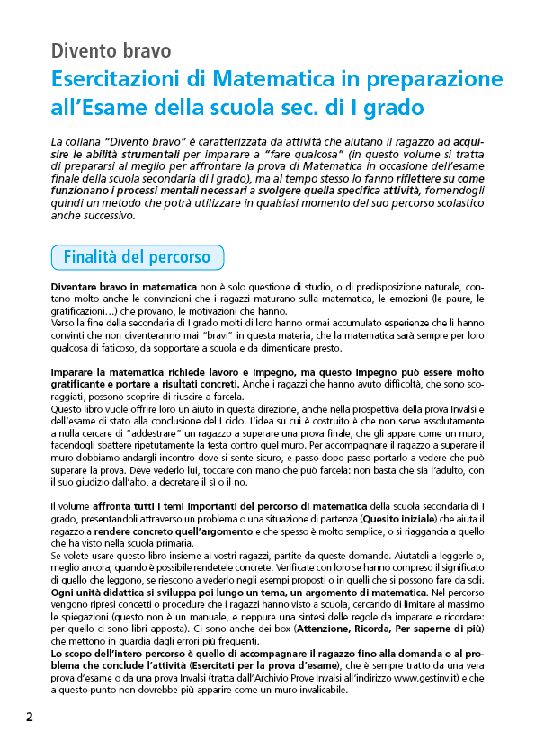 Esercitazioni di matematica. in preparazione all'Esame della scuola sec. di I grado