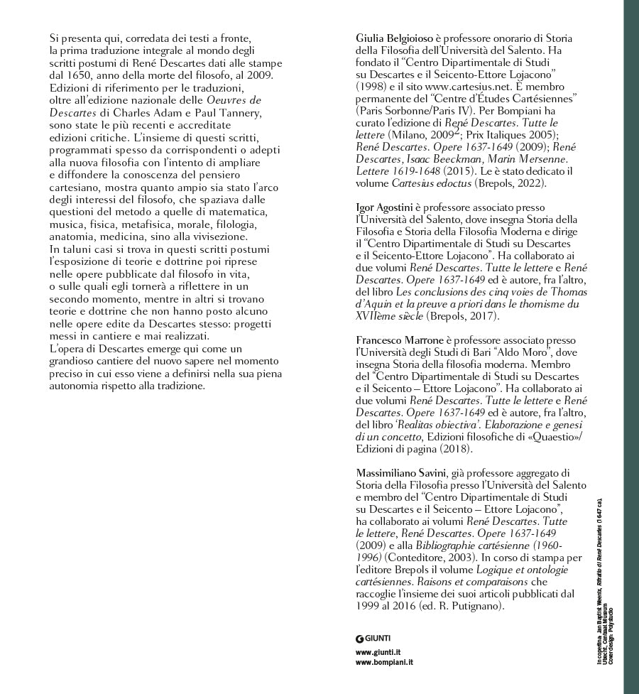 Opere postume 1650-2009. Testo latino e francese a fronte
