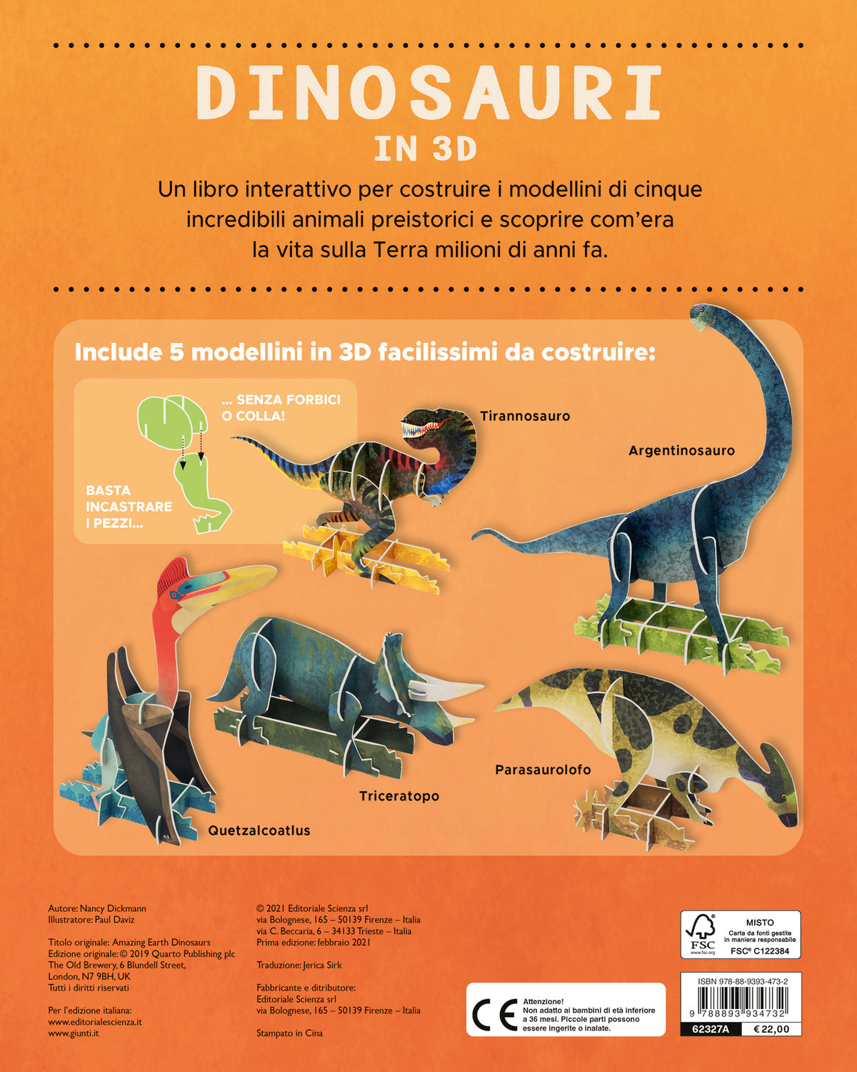 Dinosauri in 3D. Costruisci 5 animali preistorici