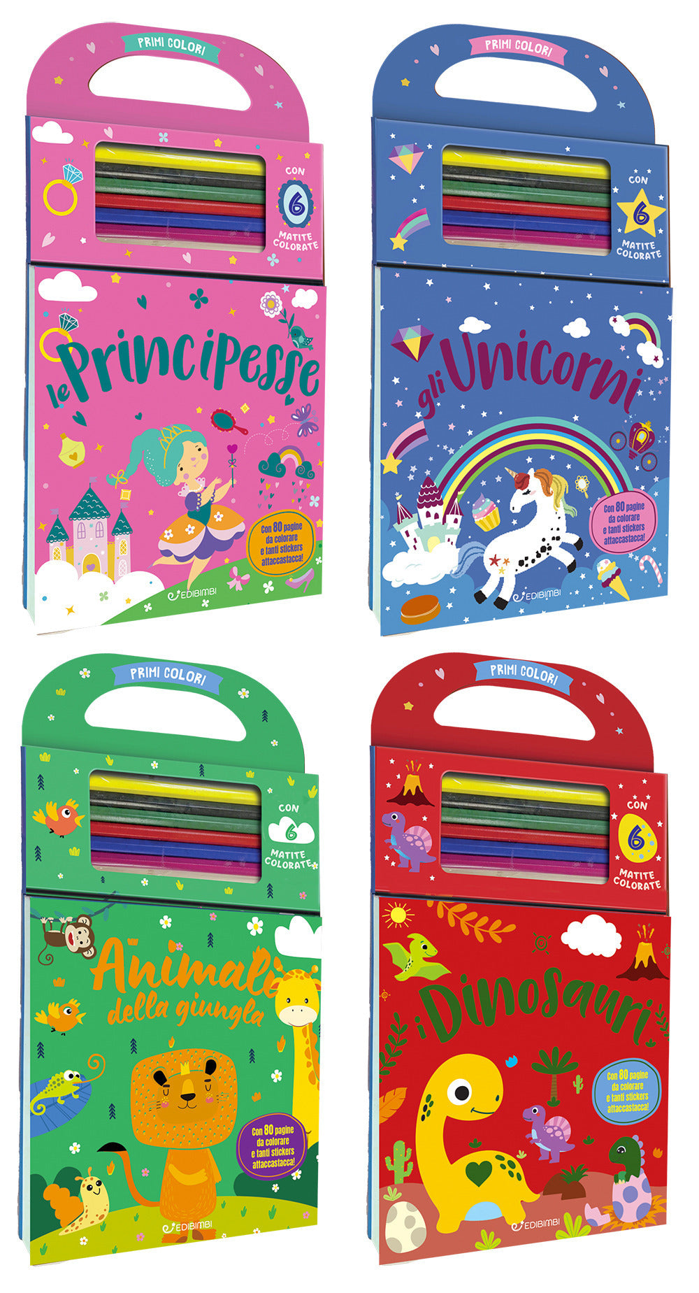 Gli unicorni-Animali della giungla-I dinosauri-Le principesse