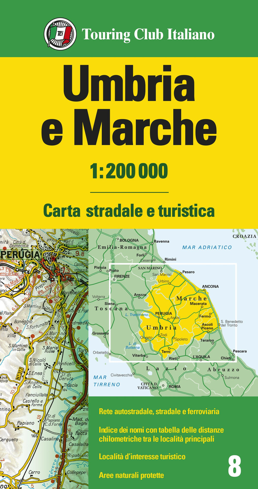 Umbria, Marche 1:200.000. Ediz. multilingue.