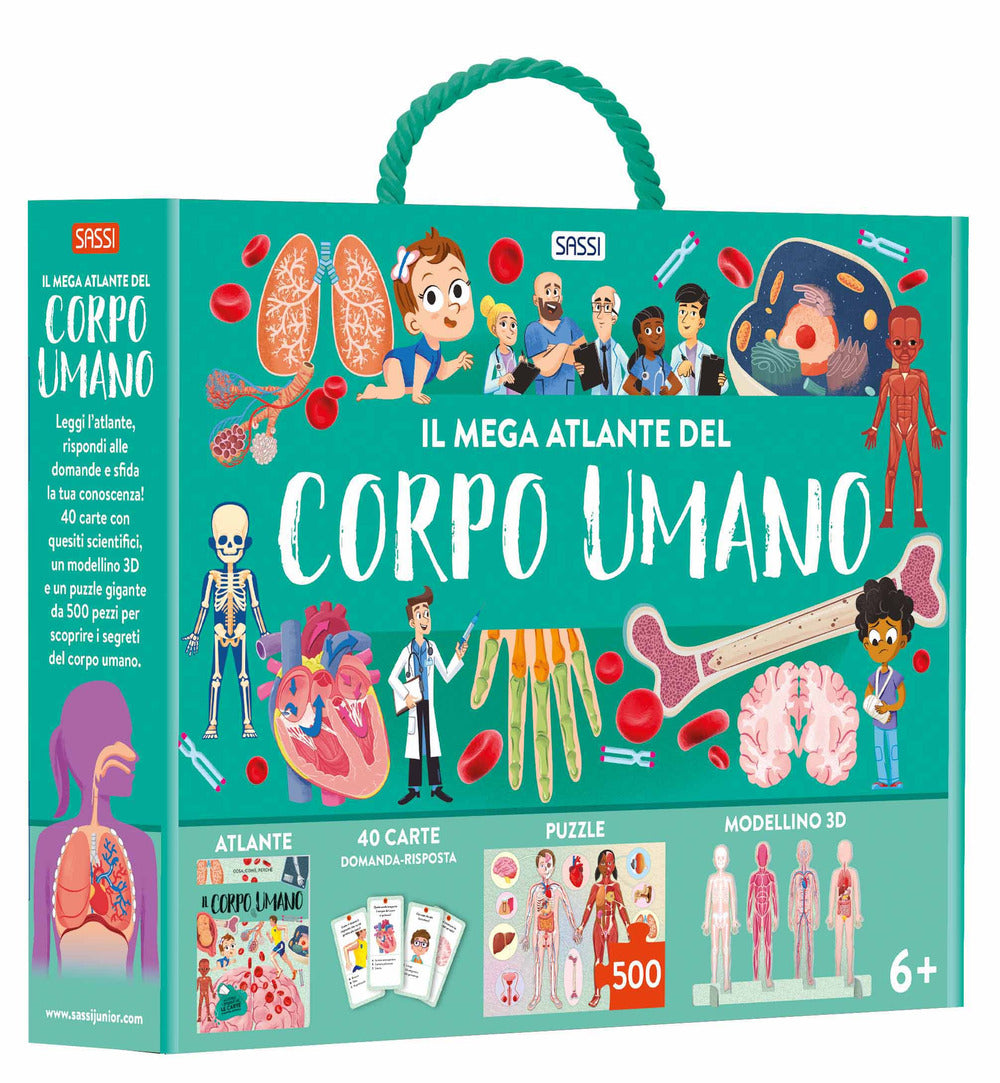 Il mega atlante del corpo umano. Ediz. a colori. Con modellino 3D. Con puzzle. Con 40 Carte.